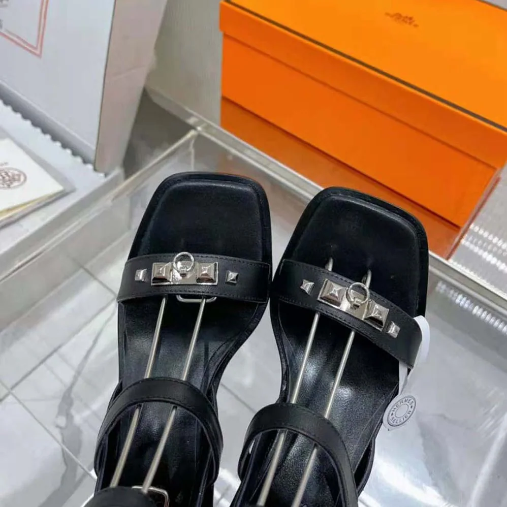 Hermes Ivresse 65 Sandal in Calfskin-Black H241152Z for Women Hermes Ivresse 65 Sandal in Calfskin-Black H241152Z for Women