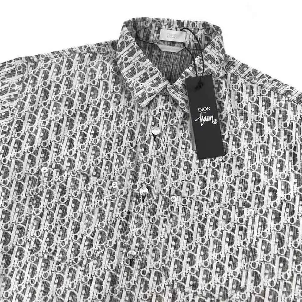 Dior Dior Oblique Overshirt Black and White Cotton Denim for Men