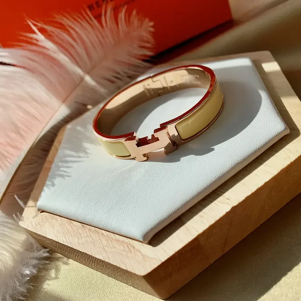 Hermes Clic H Bracelet for Unisex in Yellow