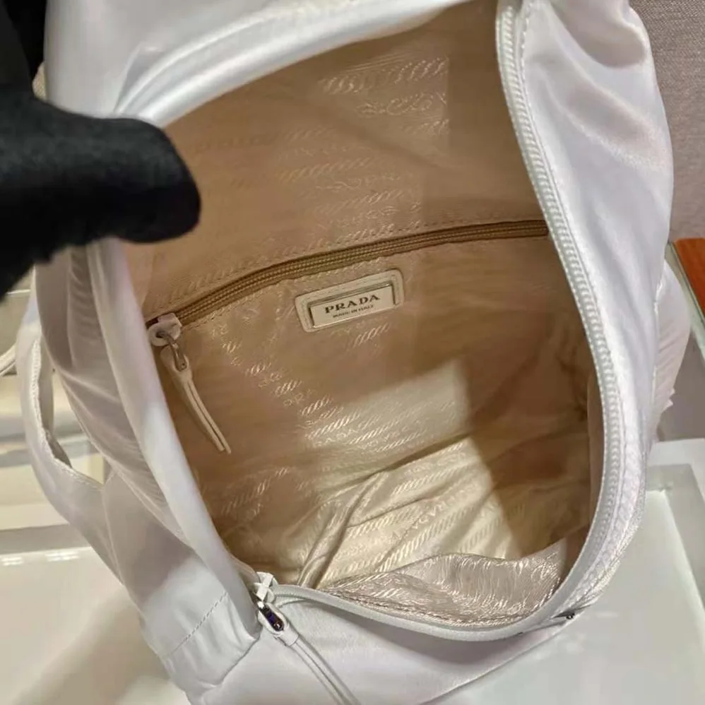 Prada Re-Nylon and Leather Backpack for Women in White Prada Re-Nylon and Leather Backpack for Women in White