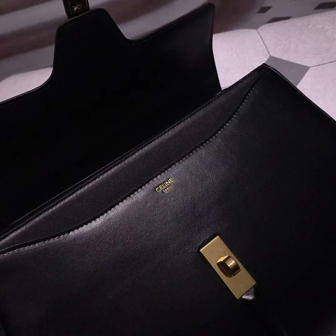 Celine Medium16 Bag in Satinated Calfskin for Women in Black Celine Medium16 Bag in Satinated Calfskin for Women in Black