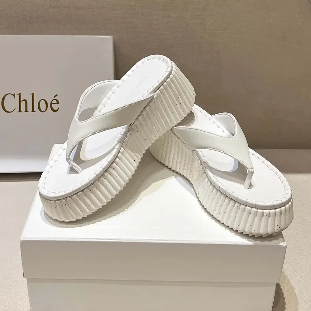 Chloe Nama Wedge Slide for Women in White