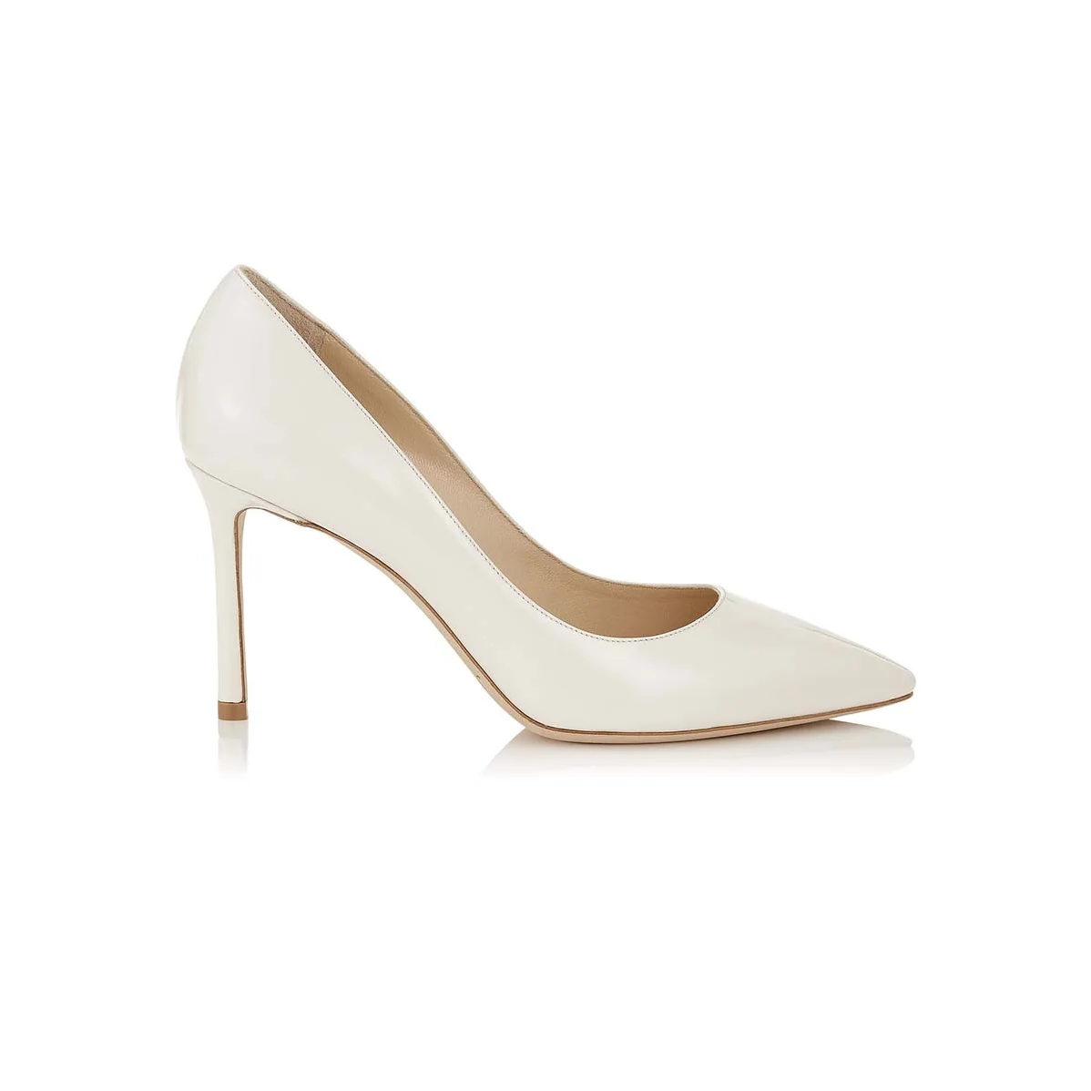 Jimmy Choo Romy 85 Patent Leather Pointy Toe Pumps Shoes for Women in White Jimmy Choo Romy 85 Patent Leather Pointy Toe Pumps Shoes for Women in White