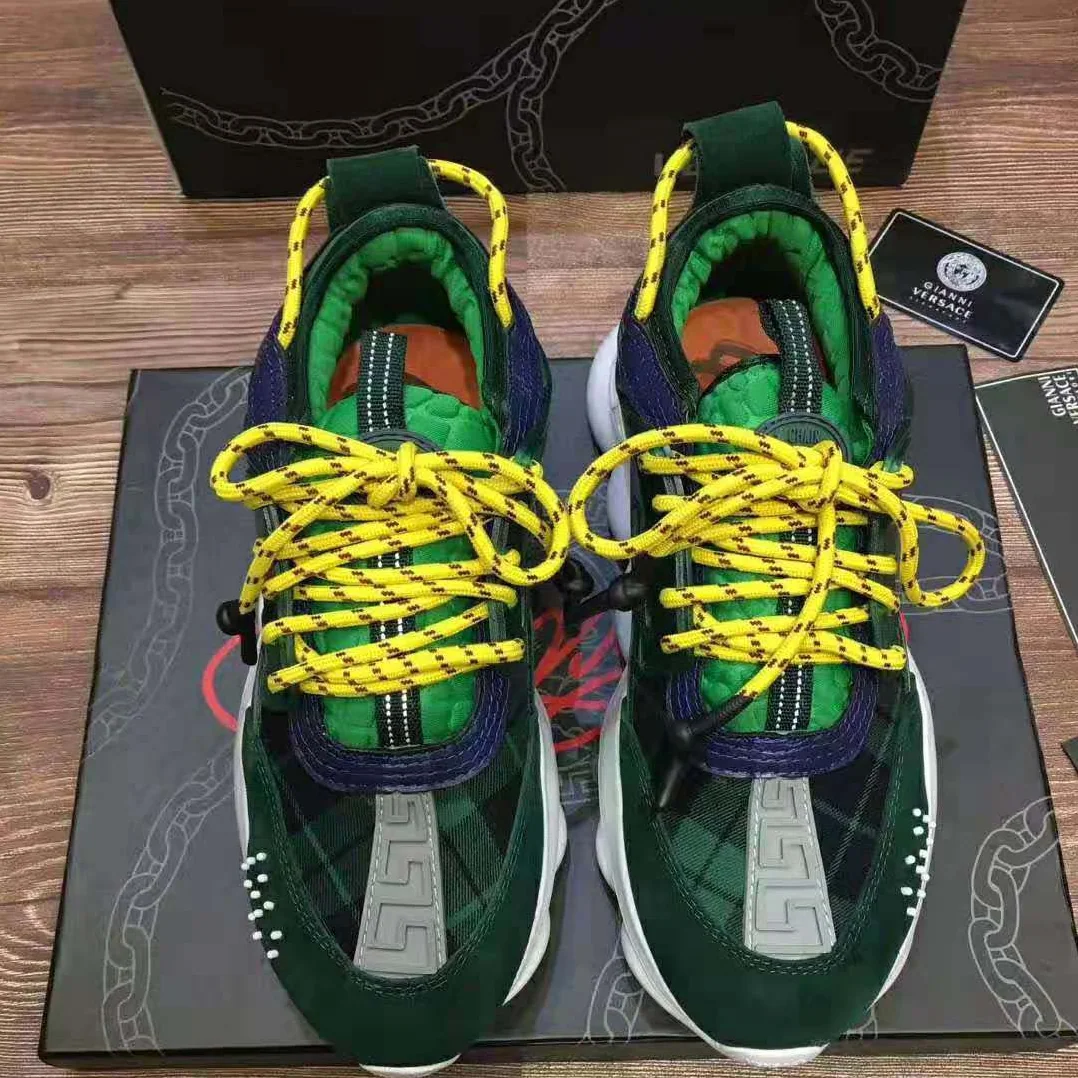 Versace Chain Reaction Sneakers for Men in Green Versace Chain Reaction Sneakers for Men in Green
