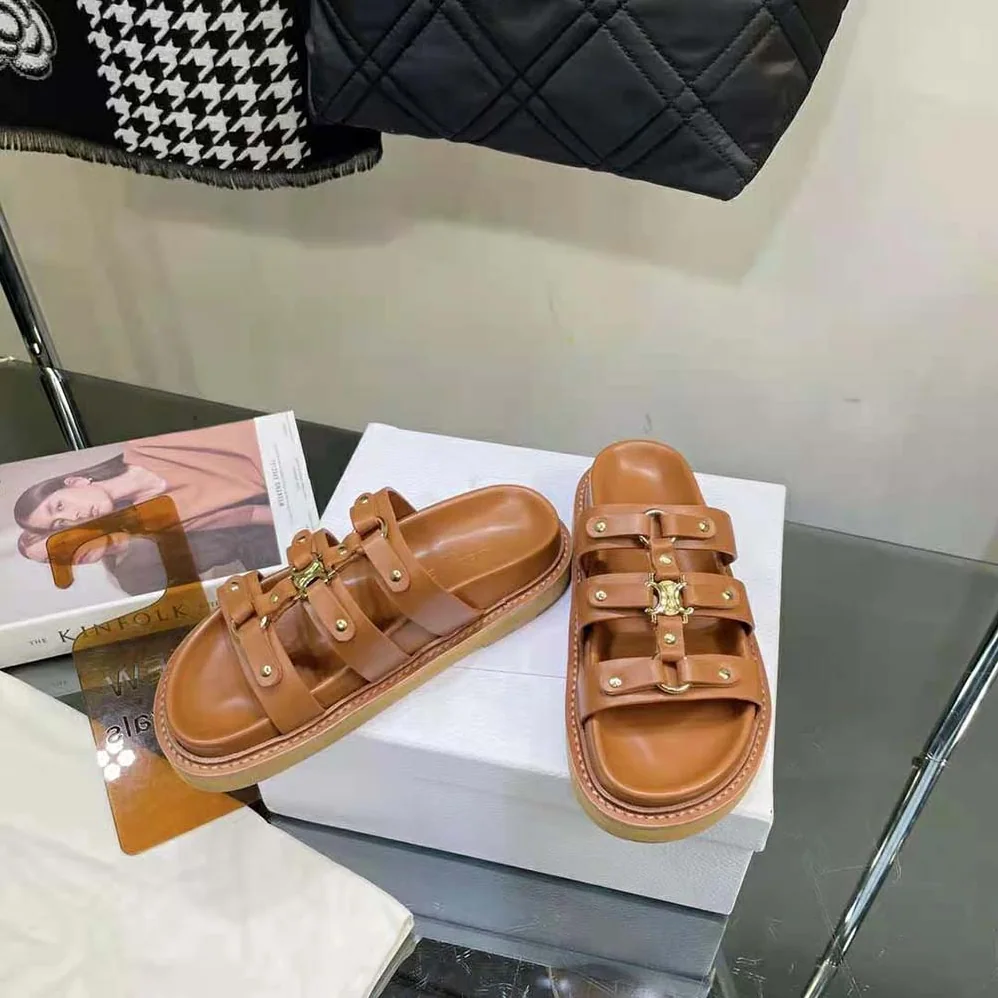 Celine Slides Tippi in Calfskin Vegetal Tanning for Women Celine Slides Tippi in Calfskin Vegetal Tanning for Women