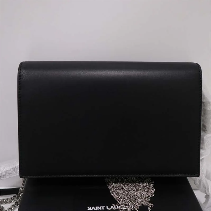 Saint Laurent YSL Kate Chain Tassel Bag Black Textured for Women