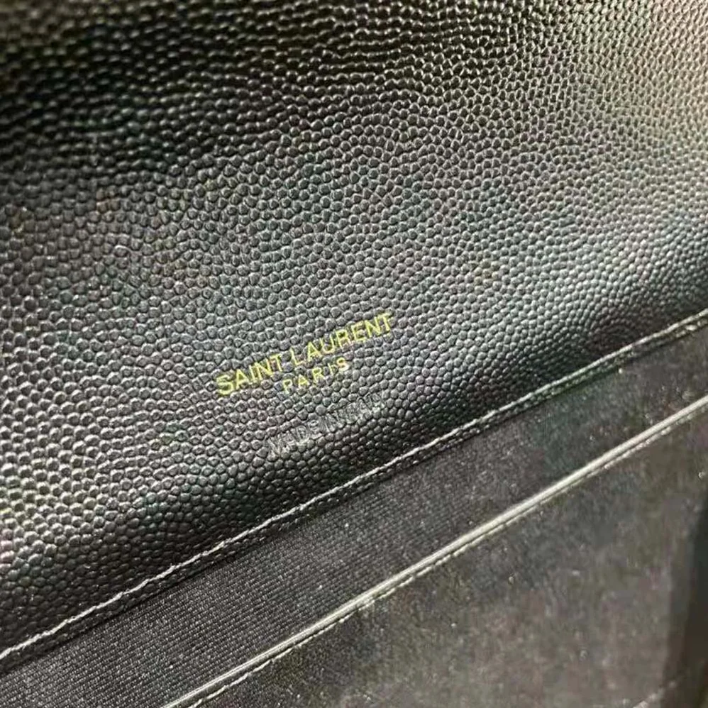 Saint Laurent YSL Monogram Clutch in Quilted Grain de Poudre Embossed Leather for Women in Black Saint Laurent YSL Monogram Clutch in Quilted Grain de Poudre Embossed Leather for Women in Black