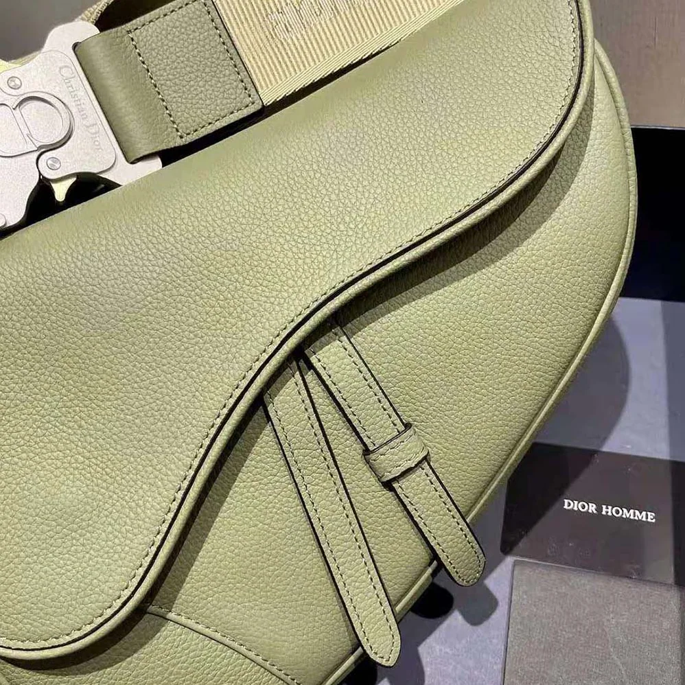 Dior Saddle Bag Khaki Grained Calfskin for Men Dior Saddle Bag Khaki Grained Calfskin for Men