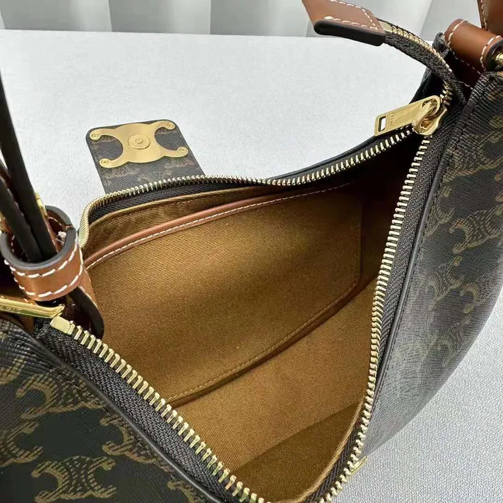 Celine Ava Triomphe Soft Bag in Triomphe Canvas and Calfskin for Women