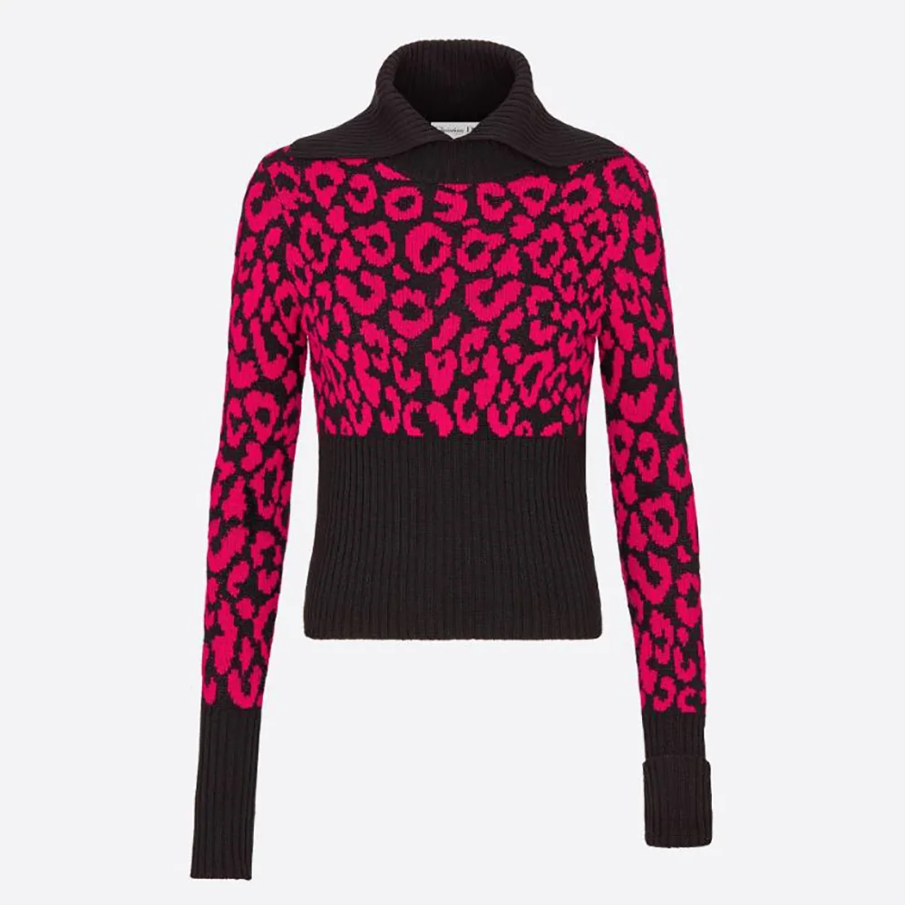 Dior Sweater Raspberry and Black Pop Mizza Cashmere for Women Dior Sweater Raspberry and Black Pop Mizza Cashmere for Women
