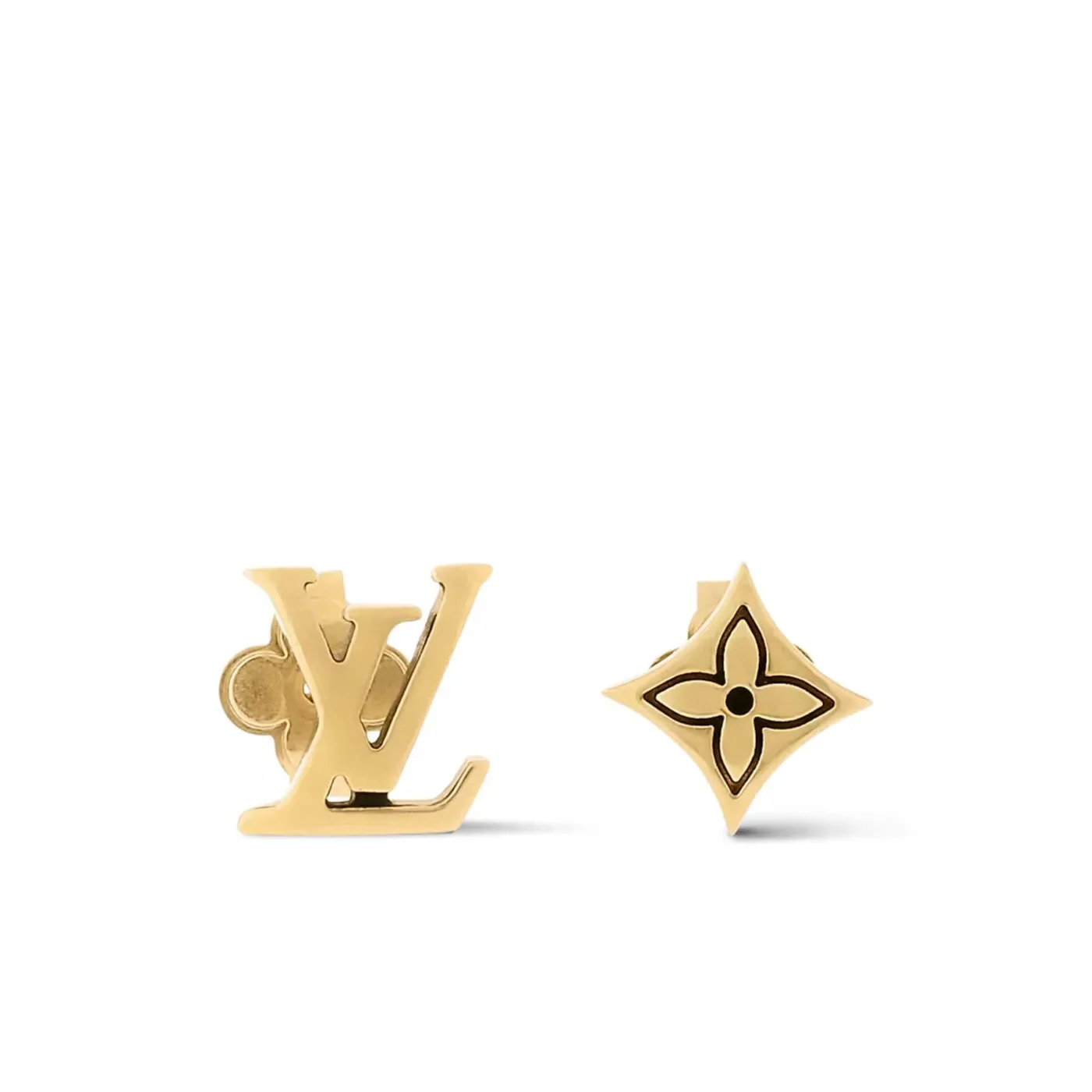 Louis Vuitton Script Earrings Gold in Toned