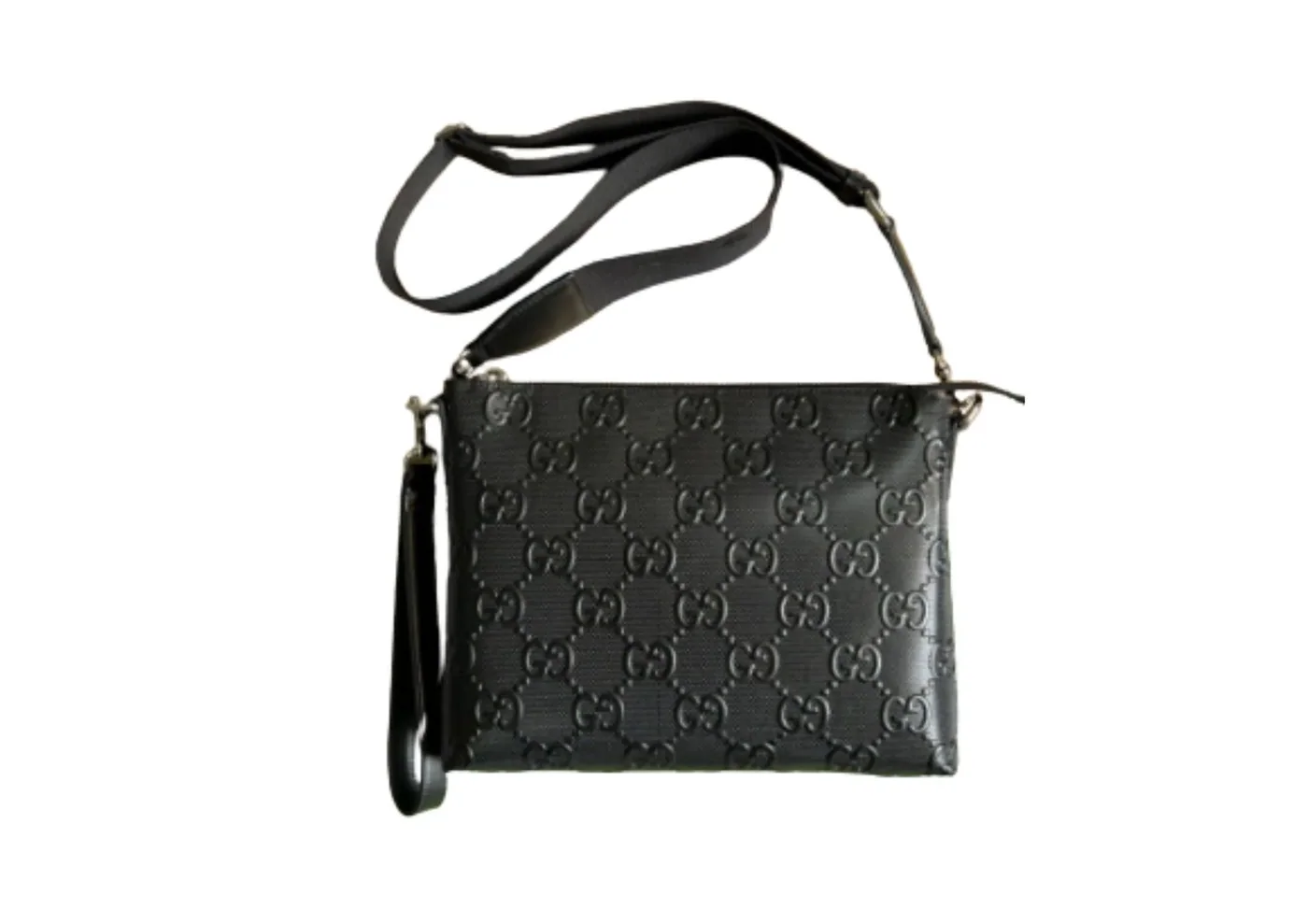 Gucci GG Embossed Medium Messenger Bag Black GG Embossed / Gucci GG Embossed Medium Messenger Bag Black GG Embossed /