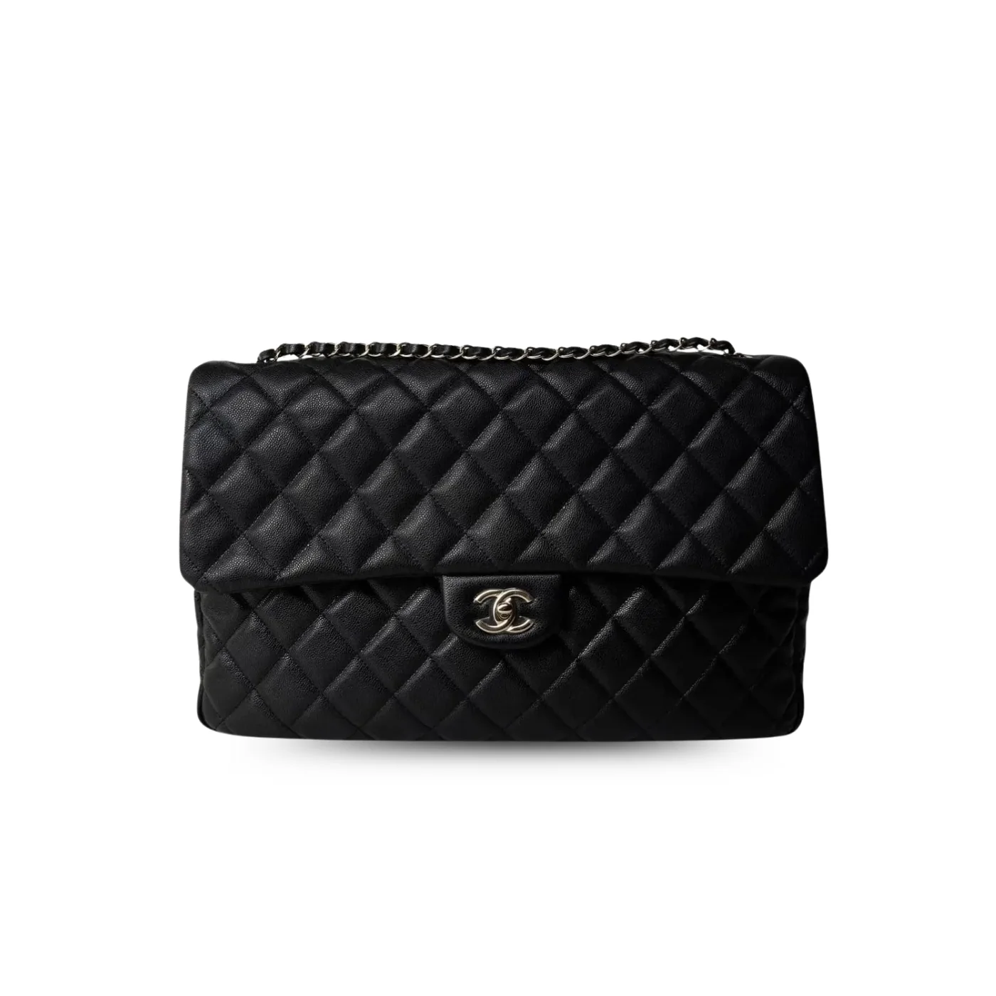 Chanel Classic Maxi Jumbo XL Crossbody Bag in Black Silver Hardware