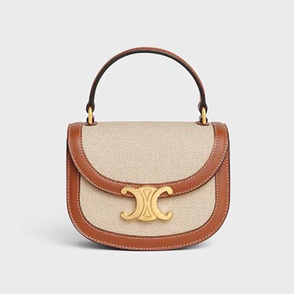 Celine Mini Besace Triomphe in Shiny Calfskin for Women in Beige Celine Mini Besace Triomphe in Shiny Calfskin for Women in Beige