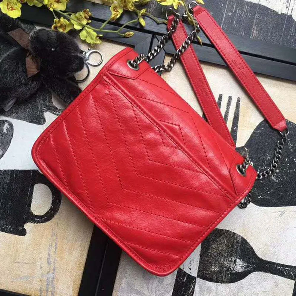 Saint Laurent YSL Niki Baby Crinkled Vintage Leather Bag for Women