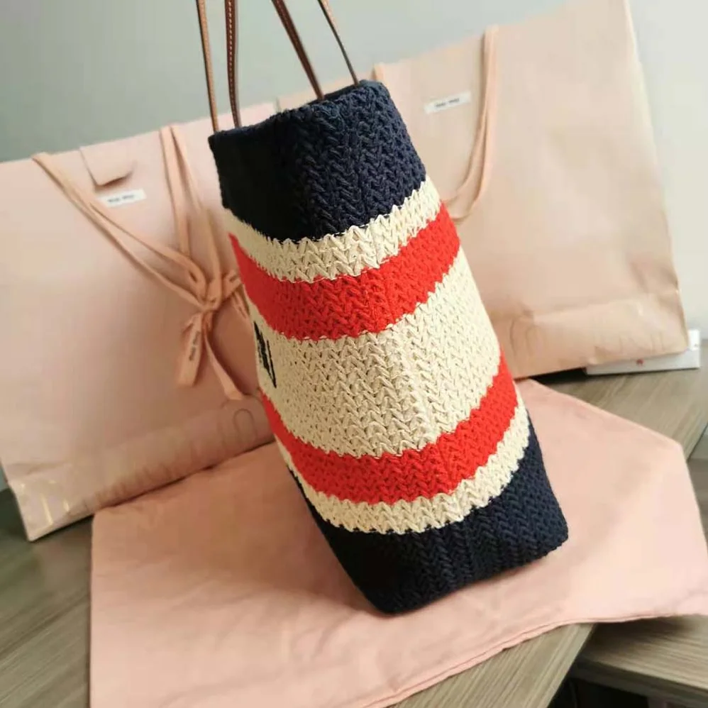 Miu Miu Woven Fabric Tote Bag for Women in Black Miu Miu Woven Fabric Tote Bag for Women in Black
