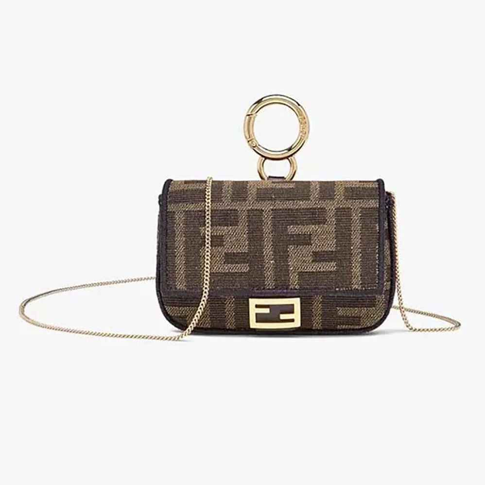 Fendi Nano Baguette Charm Brown Fabric Charm for Women Fendi Nano Baguette Charm Brown Fabric Charm for Women