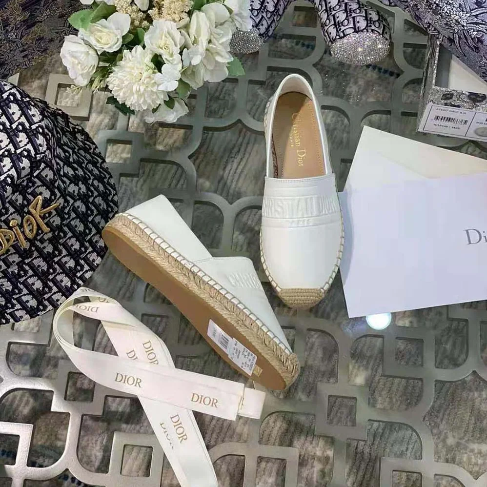 Dior Dior Granville Espadrille White Embossed Lambskin for Women Dior Dior Granville Espadrille White Embossed Lambskin for Women