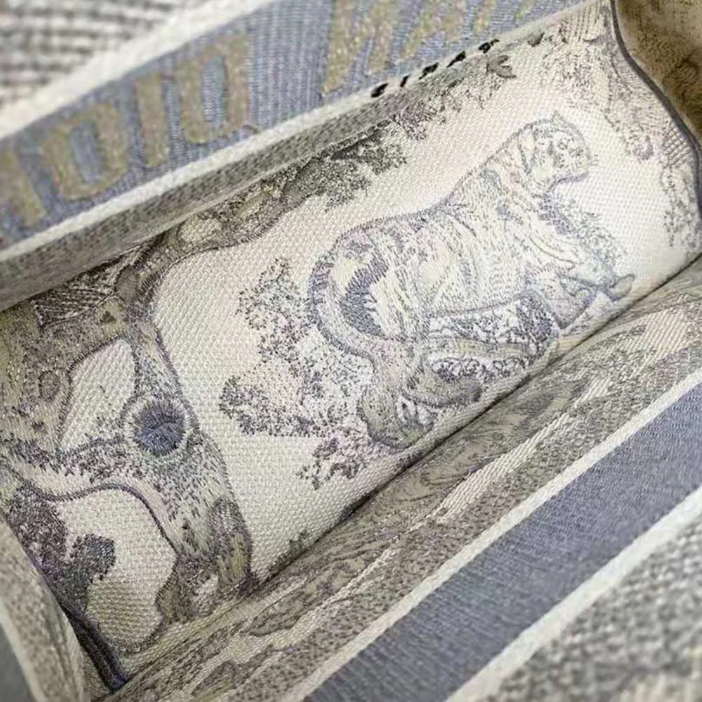 Dior Small Dior Book Tote Toile de Jouy Embroidery for Women in Silver Dior Small Dior Book Tote Toile de Jouy Embroidery for Women in Silver