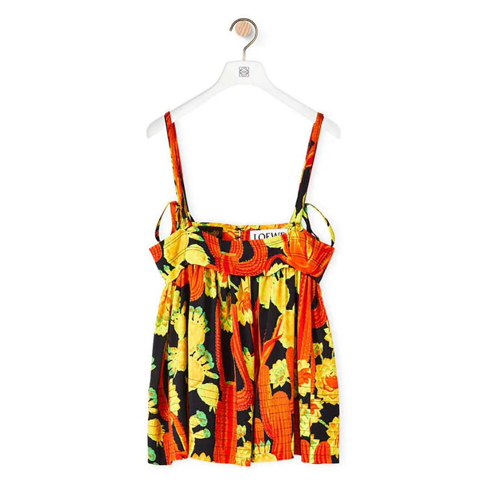 Loewe Cactus Print Top in Viscose for Women in Orange