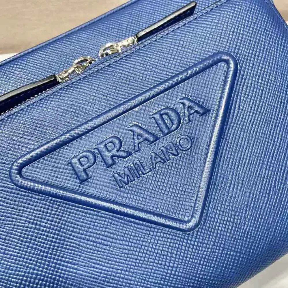 Prada Saffiano Leather Shoulder Bag With Iconic Prada Material for Men in Navy