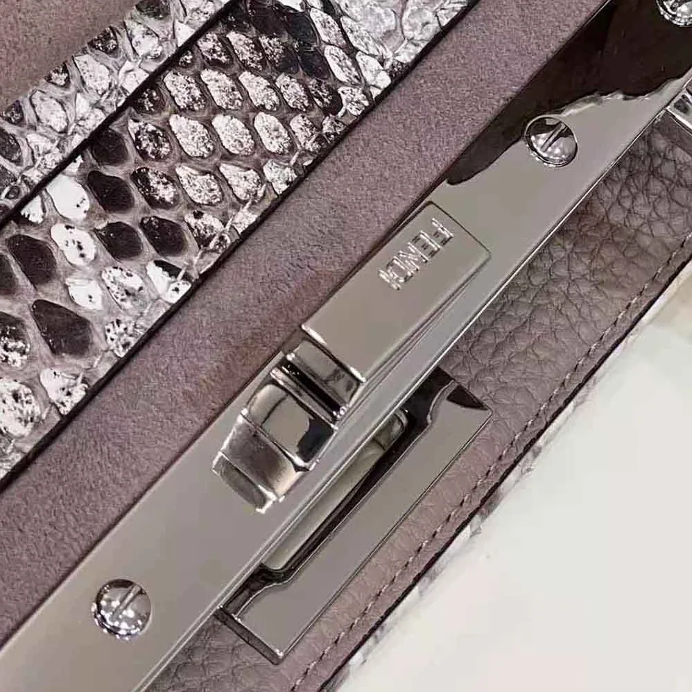 Fendi Peekaboo Iseeu Small Gray Full Grain Leather and Elaphe Bag for Women Fendi Peekaboo Iseeu Small Gray Full Grain Leather and Elaphe Bag for Women