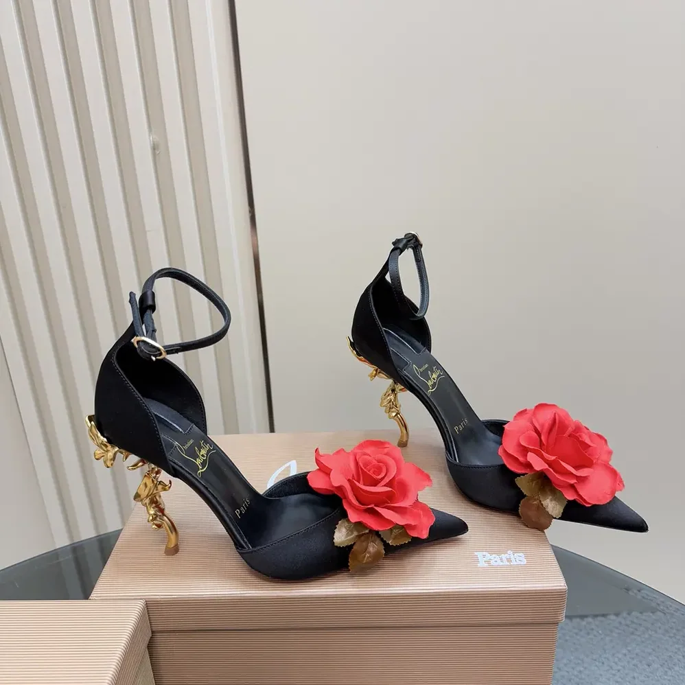 Christian Louboutin Bellarose 100 mm Strappy Pumps Crepe Satin for Women in Black Christian Louboutin Bellarose 100 mm Strappy Pumps Crepe Satin for Women in Black