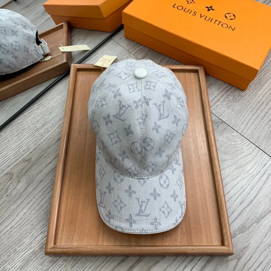 Louis Vuitton Monogram Jacquard Denim Cap Grey LV Louis Vuitton Monogram Jacquard Denim Cap Grey LV
