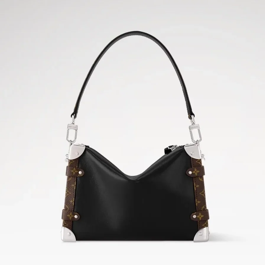 Louis Vuitton Side Trunk Vibe MM Shoulder Bag in Black Silver Hardware