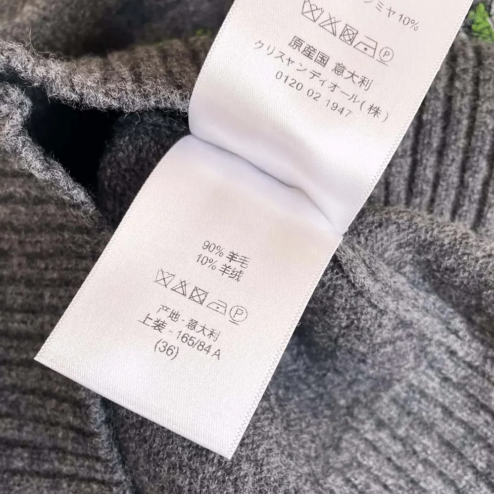 Dior Embroidered Sweater Gray Cashmere Knit for Women