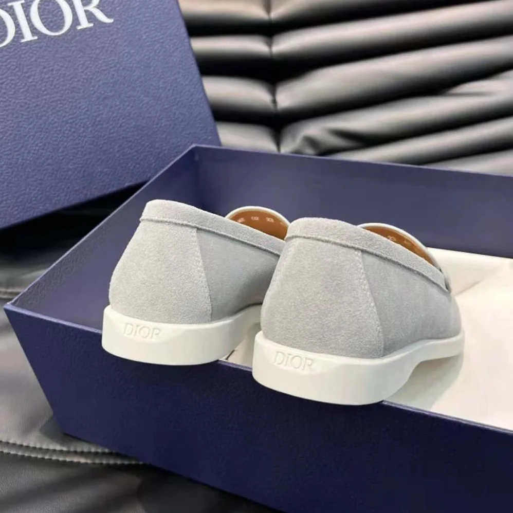 Dior Granville Loafer Dior Gray Suede and Dior Oblique Jacquard for Men Dior Granville Loafer Dior Gray Suede and Dior Oblique Jacquard for Men