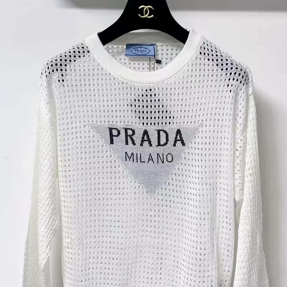 Prada Milano Open-knit Top for Women in White Prada Milano Open-knit Top for Women in White