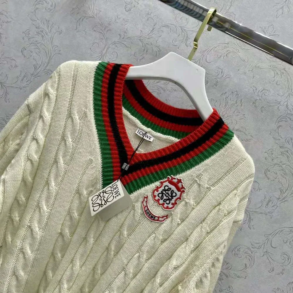 Loewe Cable Knit Sweater in Wool for Women in White