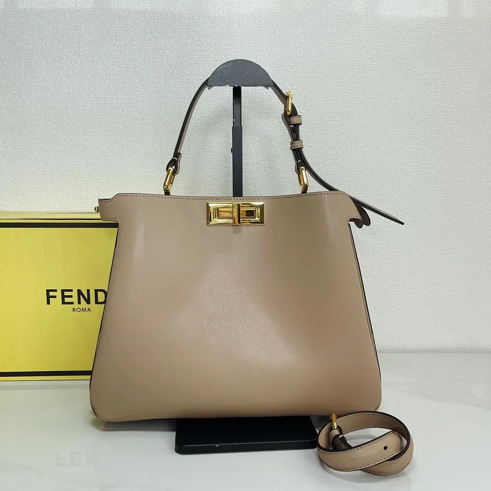 Fendi Peekaboo Soft Medium Dove Gray Leather Bag for Women