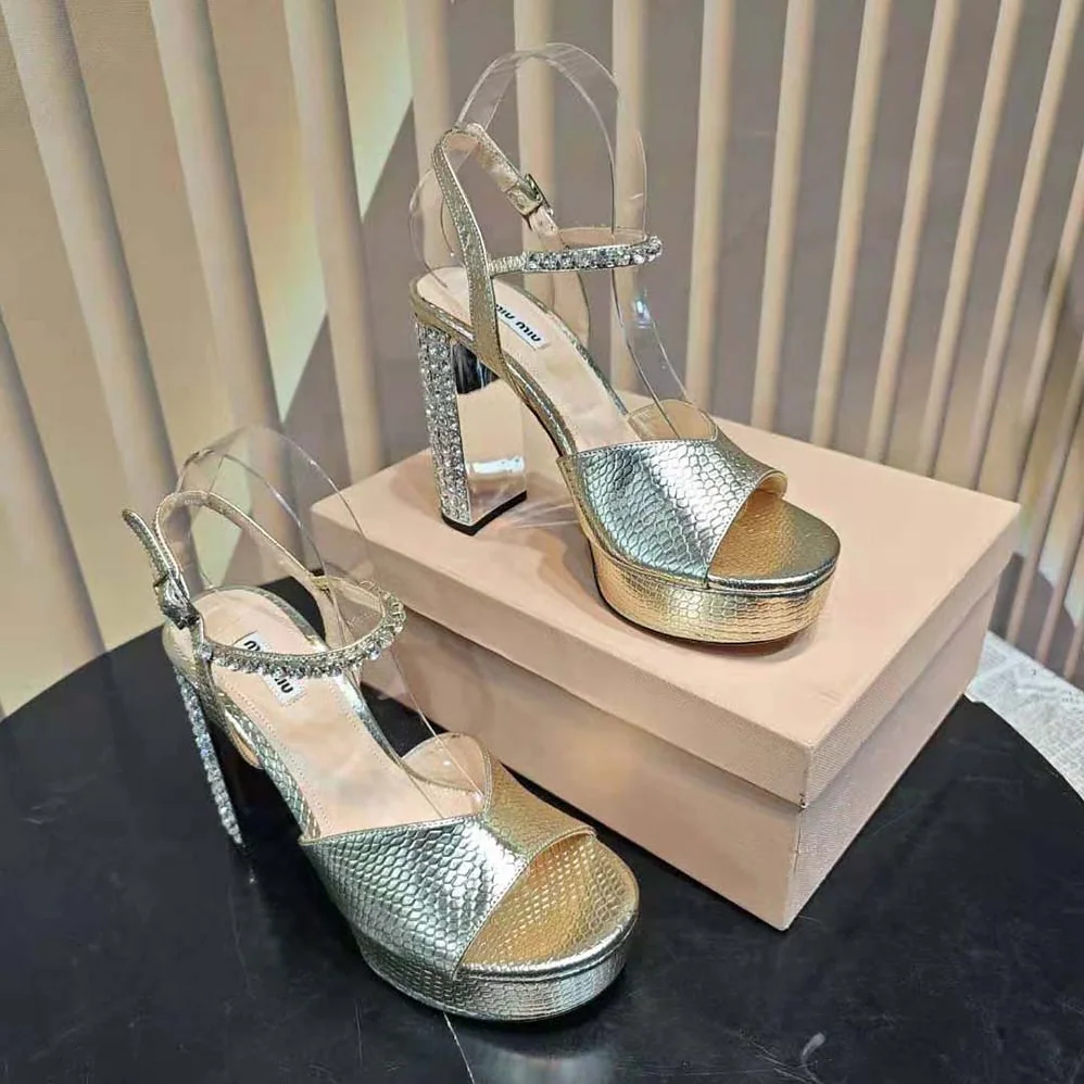 Miu Miu Lizard-print Leather Platform Sandals for Women in Gold Miu Miu Lizard-print Leather Platform Sandals for Women in Gold