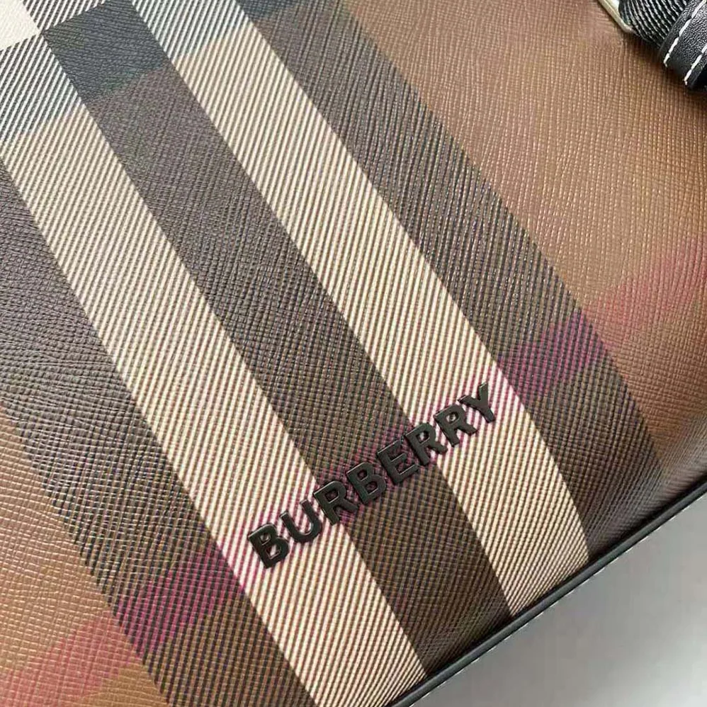 Burberry Exaggerated Check and Leather Slim Tote for Men in Brown