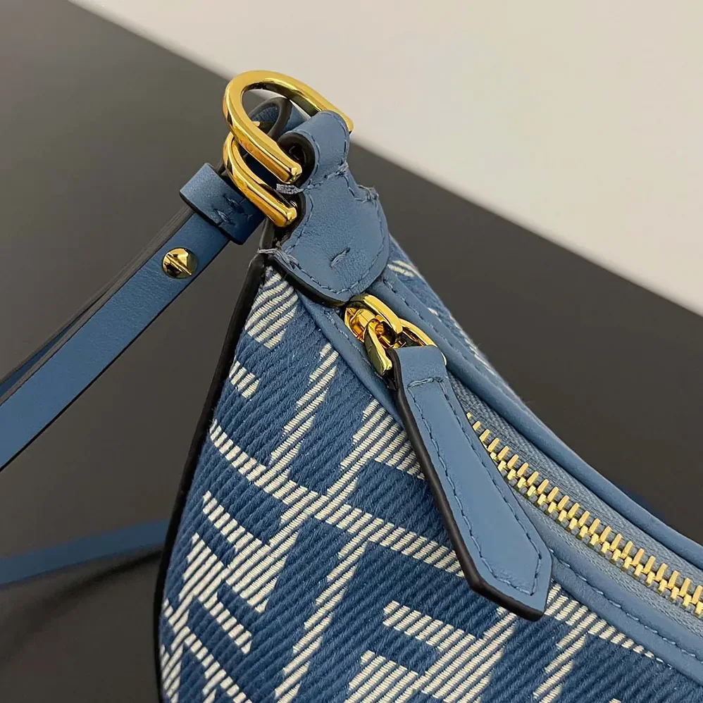 Fendi Fendigraphy Mini Blue Denim-effect FF Jacquard Mini for Women in bag Fendi Fendigraphy Mini Blue Denim-effect FF Jacquard Mini for Women in bag