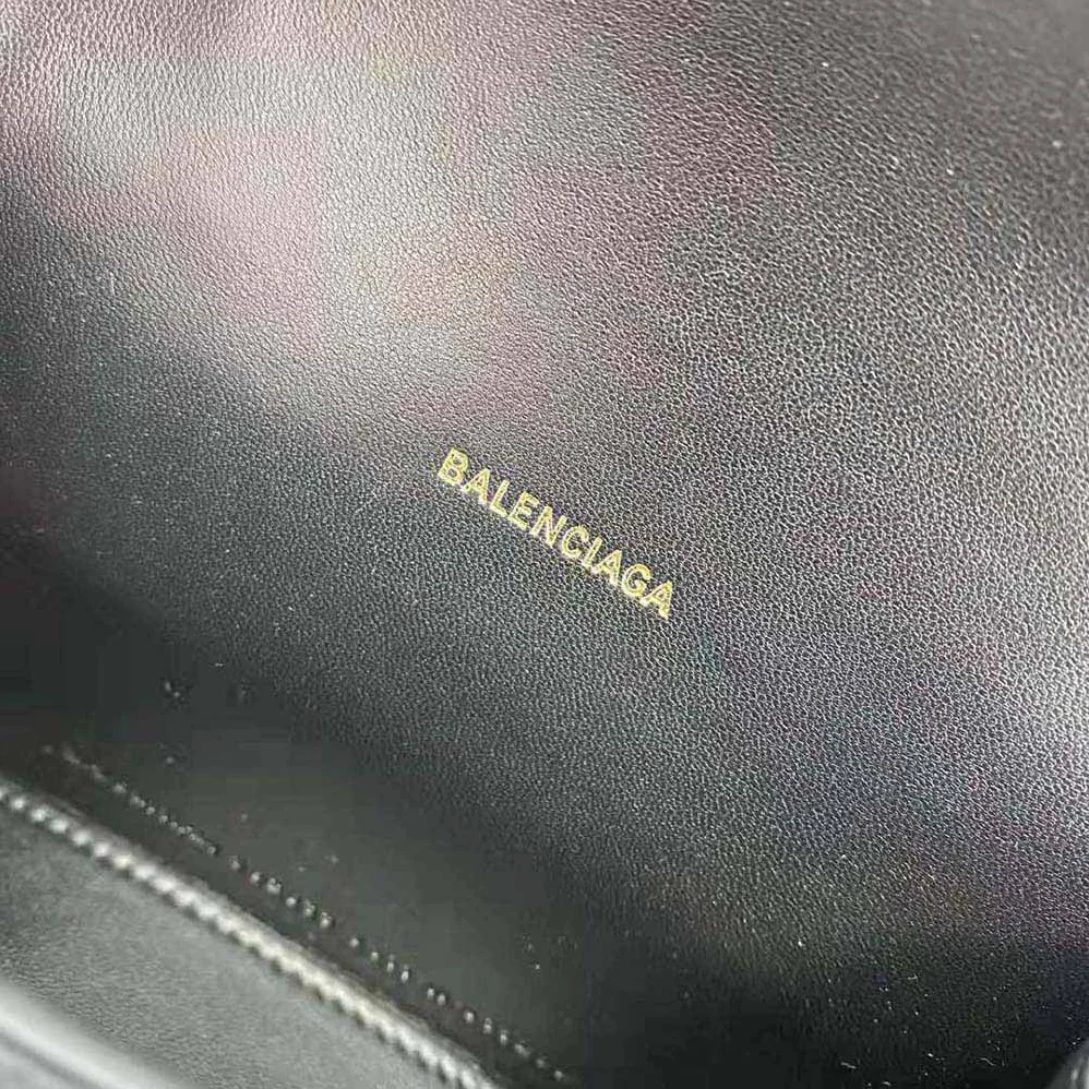 Balenciaga Hourglass Small Top Handle Bag in Black Shiny Box Calfskin for Women