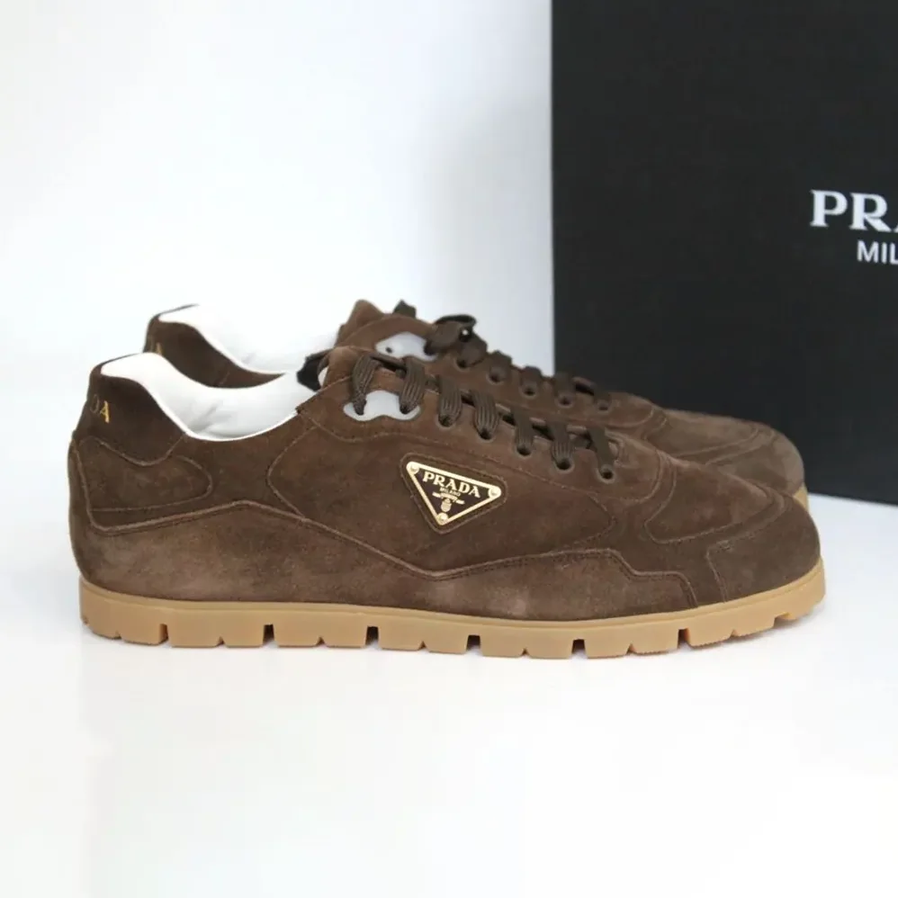 Prada Trail Brown Suede Lace up Logo Low top Sneaker for Unisex Prada Trail Brown Suede Lace up Logo Low top Sneaker for Unisex