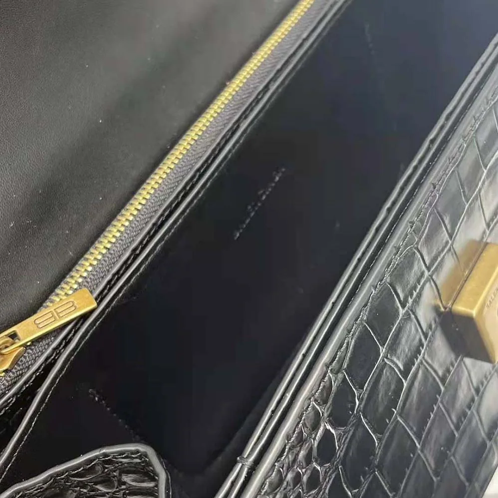 Balenciaga Gossip Small Bag in Extra Supple Crocodile Embossed Calfskin in Black for Women