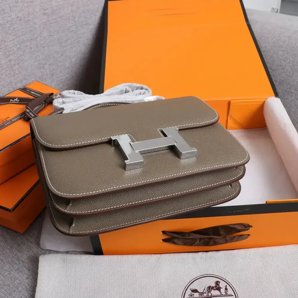 Hermes Constance 19 Bag Epsom Leather for Women in Grey/Silver