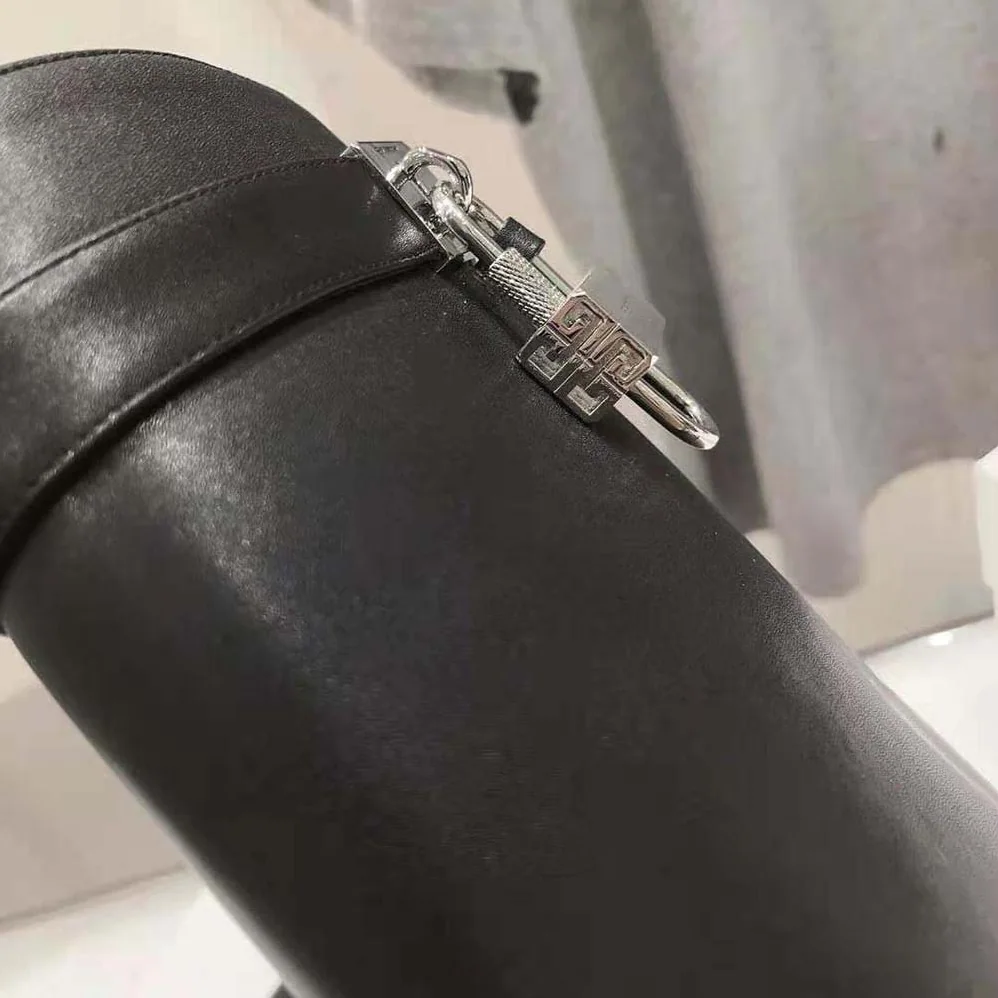 Givenchy Shark Lock Biker Boots in Grained Leather for Women in Black Givenchy Shark Lock Biker Boots in Grained Leather for Women in Black