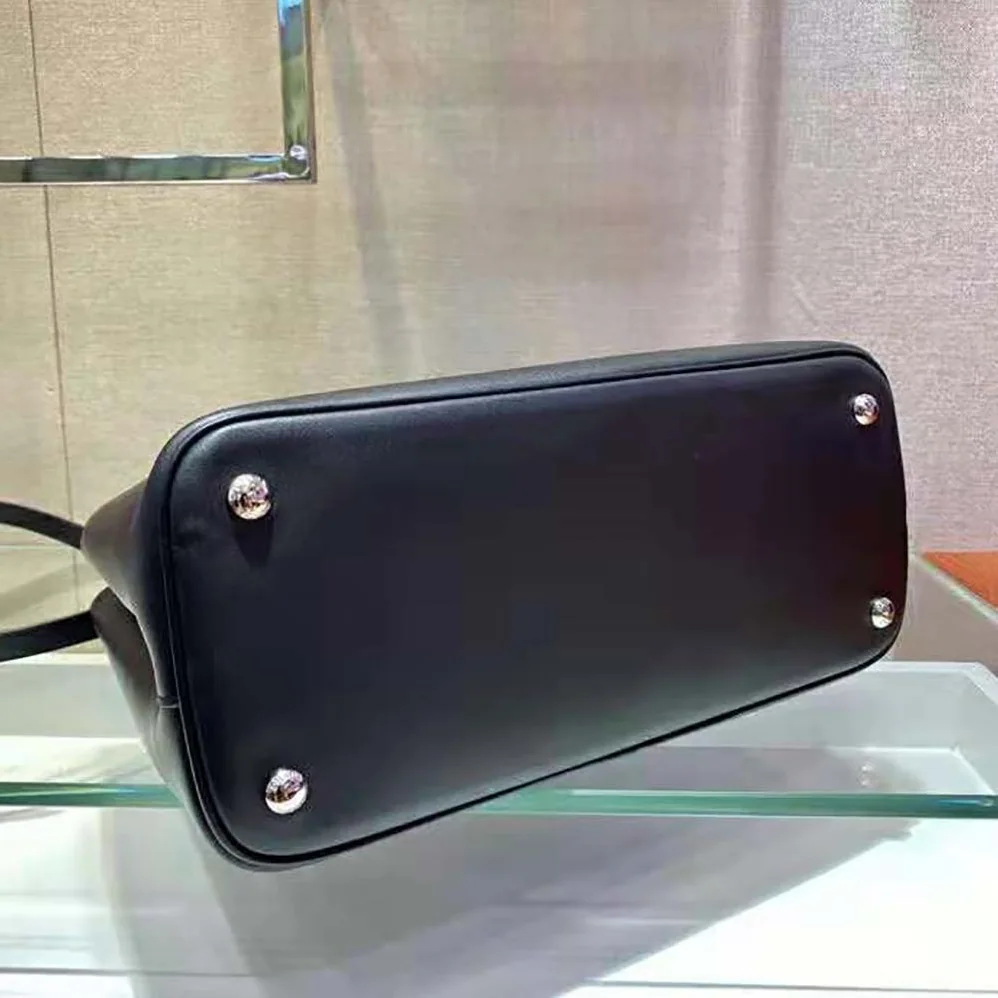 Prada Prada Double Medium Leather Handbag for Women in Black Prada Prada Double Medium Leather Handbag for Women in Black
