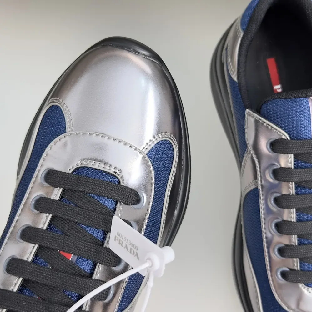 Prada Patent Leather And Technical Fabric Prada America'S Cup Sneakers for Unisex in Navy Prada Patent Leather And Technical Fabric Prada America'S Cup Sneakers for Unisex in Navy