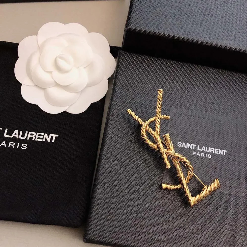 Saint Laurent YSL Cassandre YSL Brooch in Metal for Women Saint Laurent YSL Cassandre YSL Brooch in Metal for Women