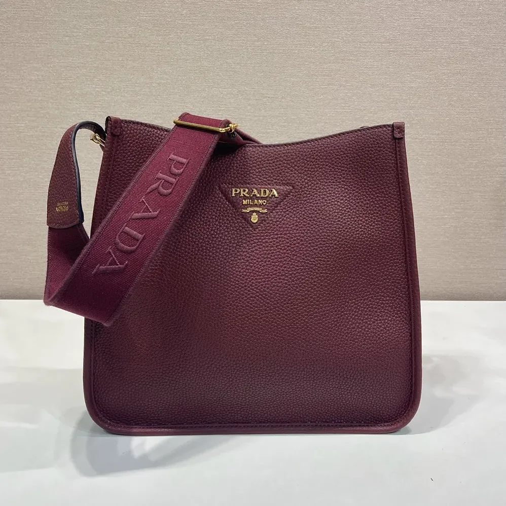 Prada Medium Leather Bag for Women in Burgundy