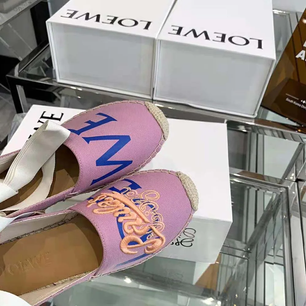 Loewe Paulas Ibiza Espadrille in Canvas for Women in Pink Loewe Paulas Ibiza Espadrille in Canvas for Women in Pink