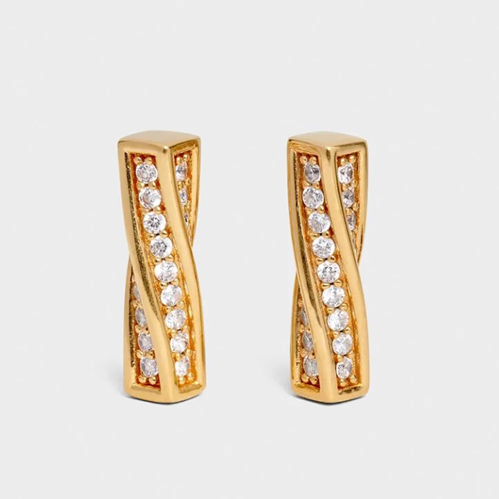 Celine Edwige Studs in Brass with Gold Finish and Crystals for Women Celine Edwige Studs in Brass with Gold Finish and Crystals for Women