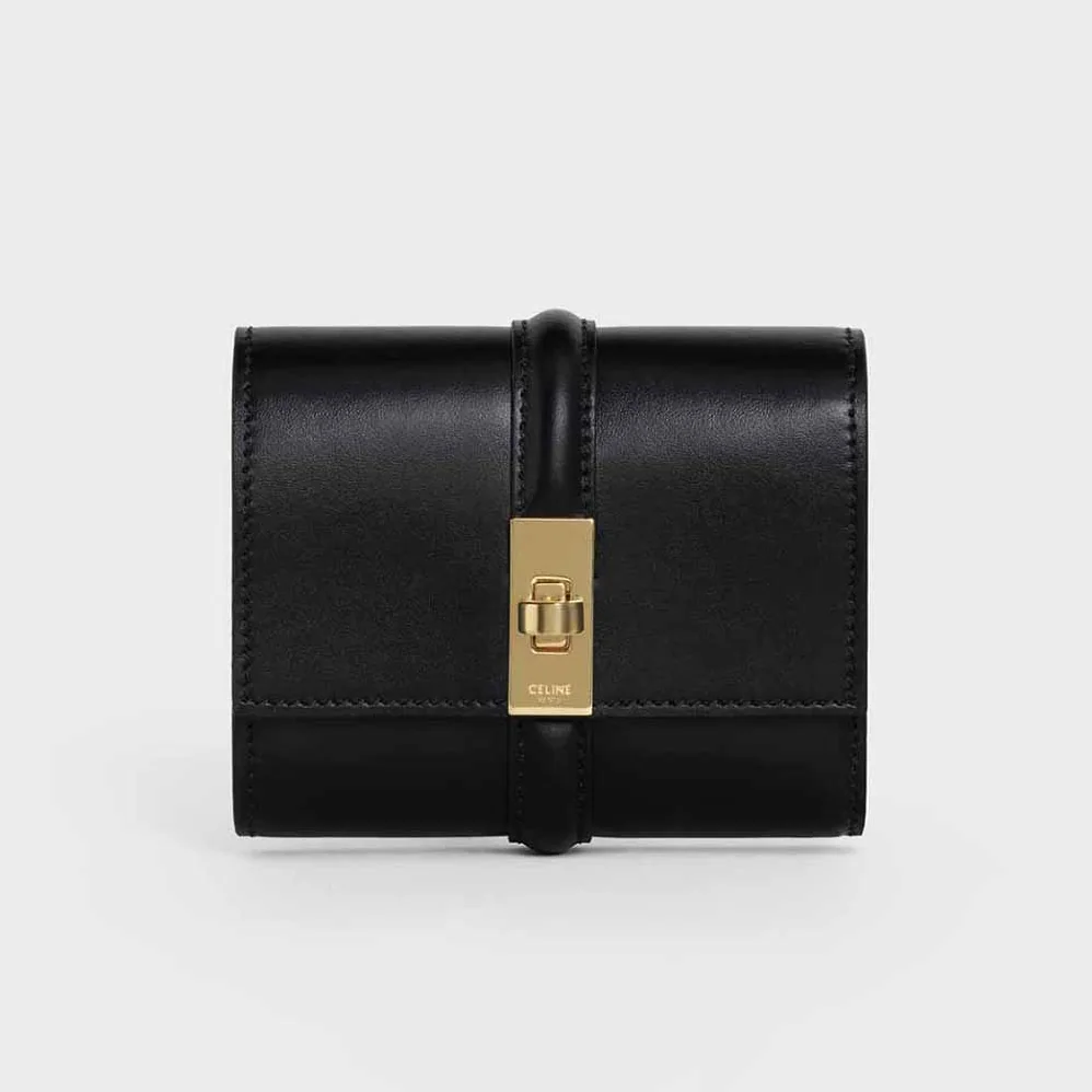 Celine Small Wallet 16 in Shiny Calfskin for Women in Black Celine Small Wallet 16 in Shiny Calfskin for Women in Black