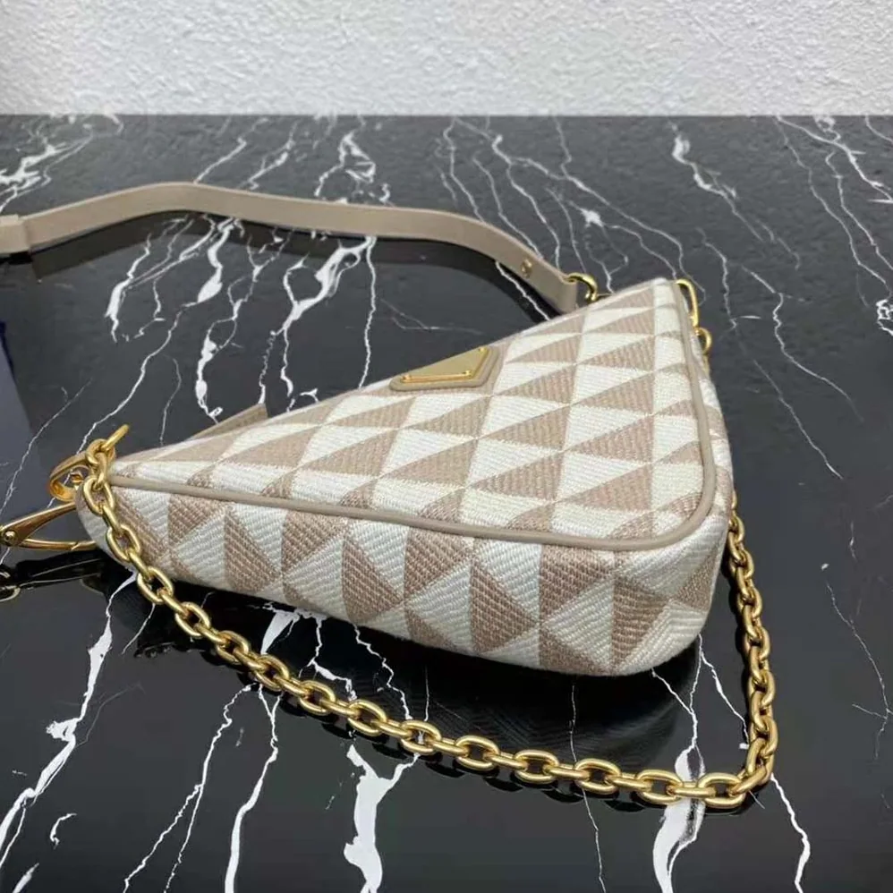 Prada Embroidered Fabric Mini-Bag for Women in Beige Prada Embroidered Fabric Mini-Bag for Women in Beige